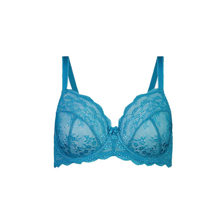 Fig Leaves Just Peachy Blue Lana Balconette Padded Underwire Bra NWT 36DD