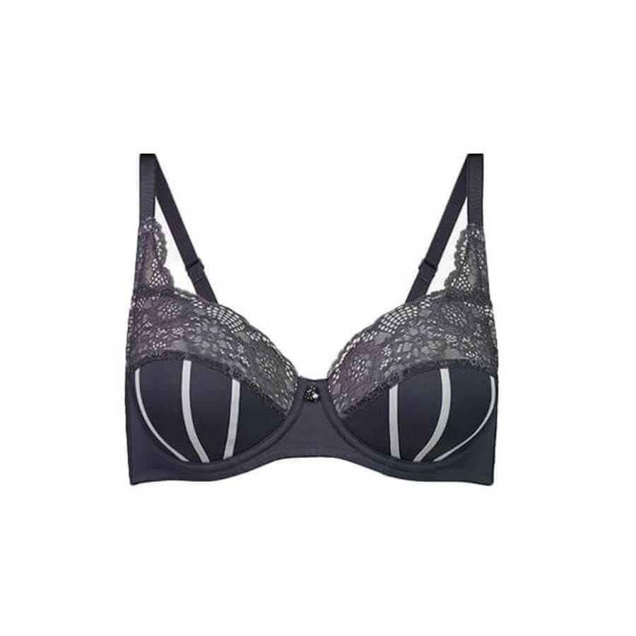Model wearing Underwire Ribbons Bra - Lite Support - Charcoal Back
