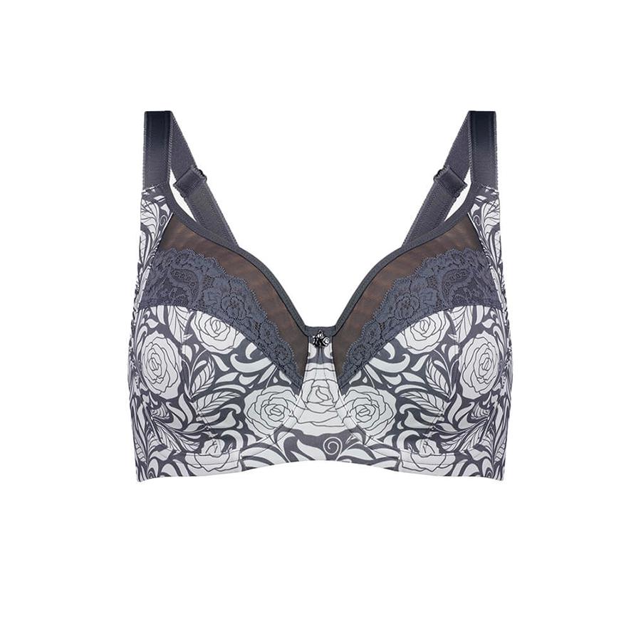 Signature Print Full Cup Bra - Premium Support -  Pewter Rose