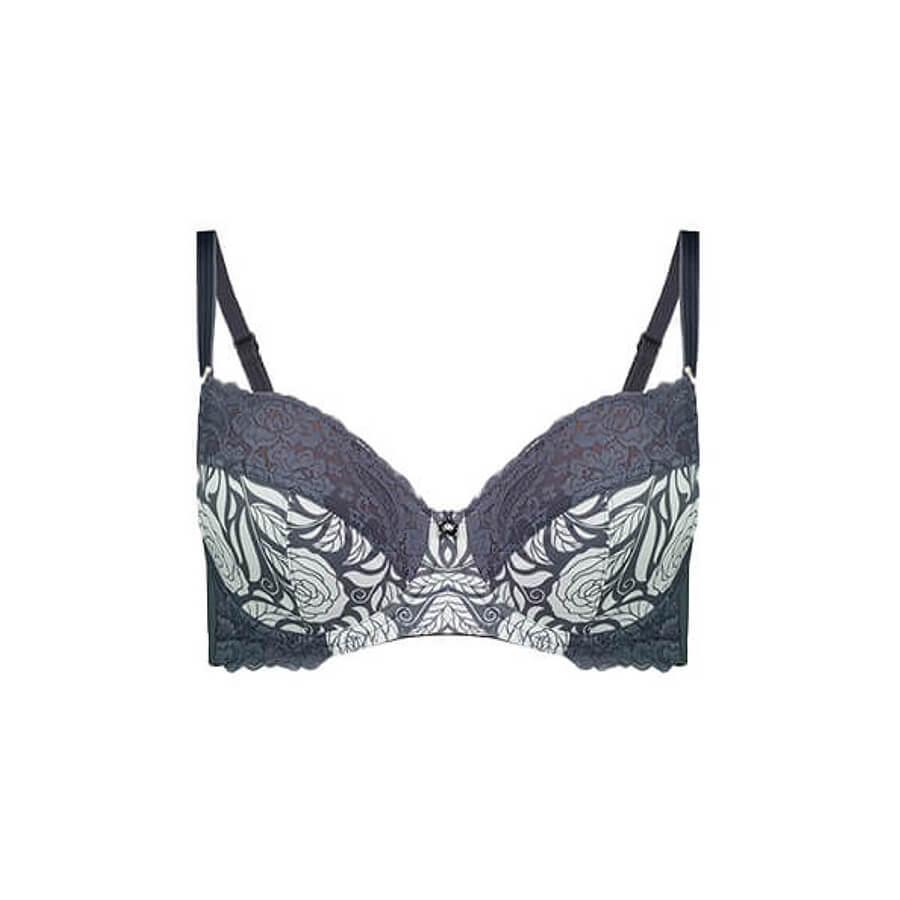 Signature Print Balconette Bra - Pewter Rose