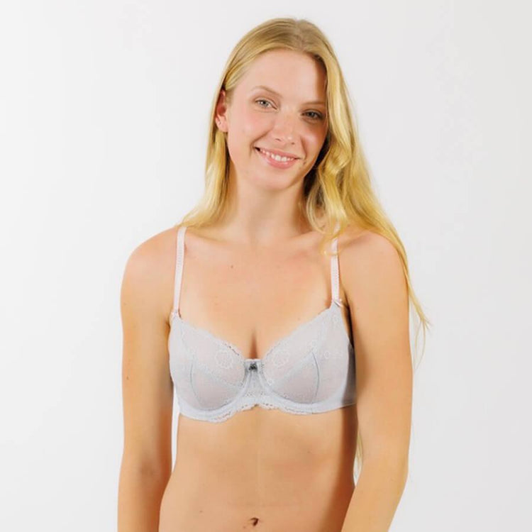 Peony Lace Bra Storm Cloud Rose & Thorne New Zealand