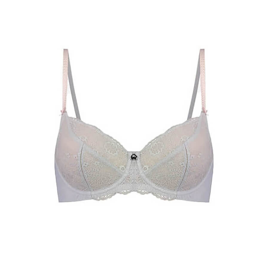 Peony Lace Balconette Bra - Storm Cloud