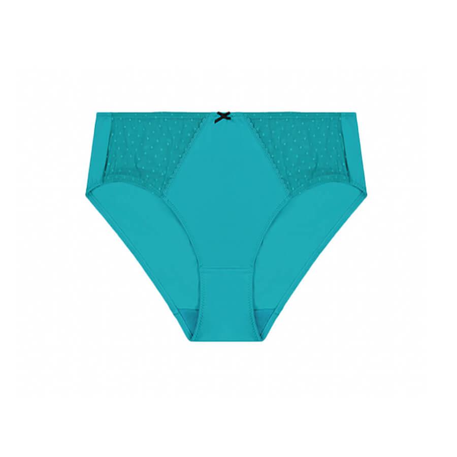 Model wearing Spot Mesh Midi Brief - Aqua Back