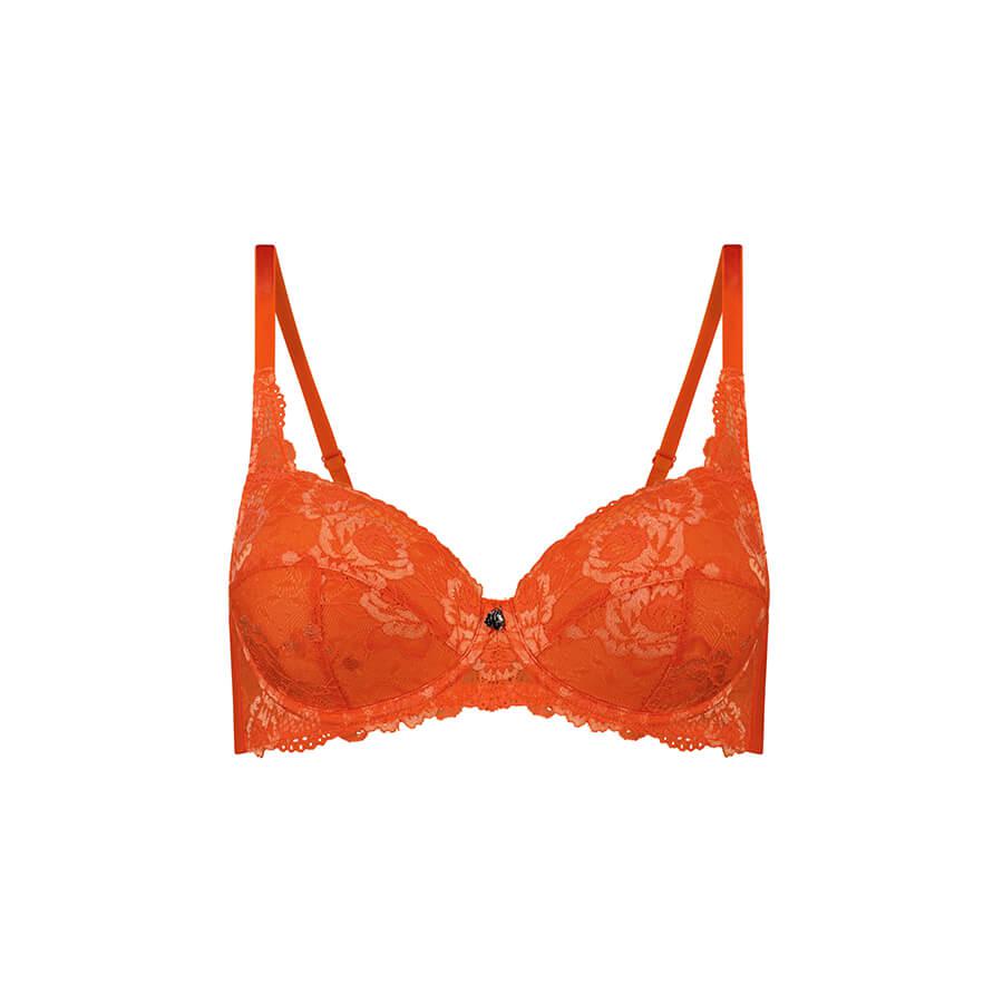 Bella Rosa Lace Padded Balconette Bra - Salsa