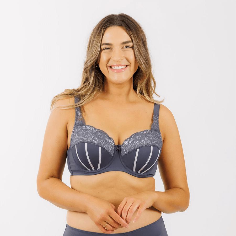 Ribbons Padded Full Cup Bra - Charcoal