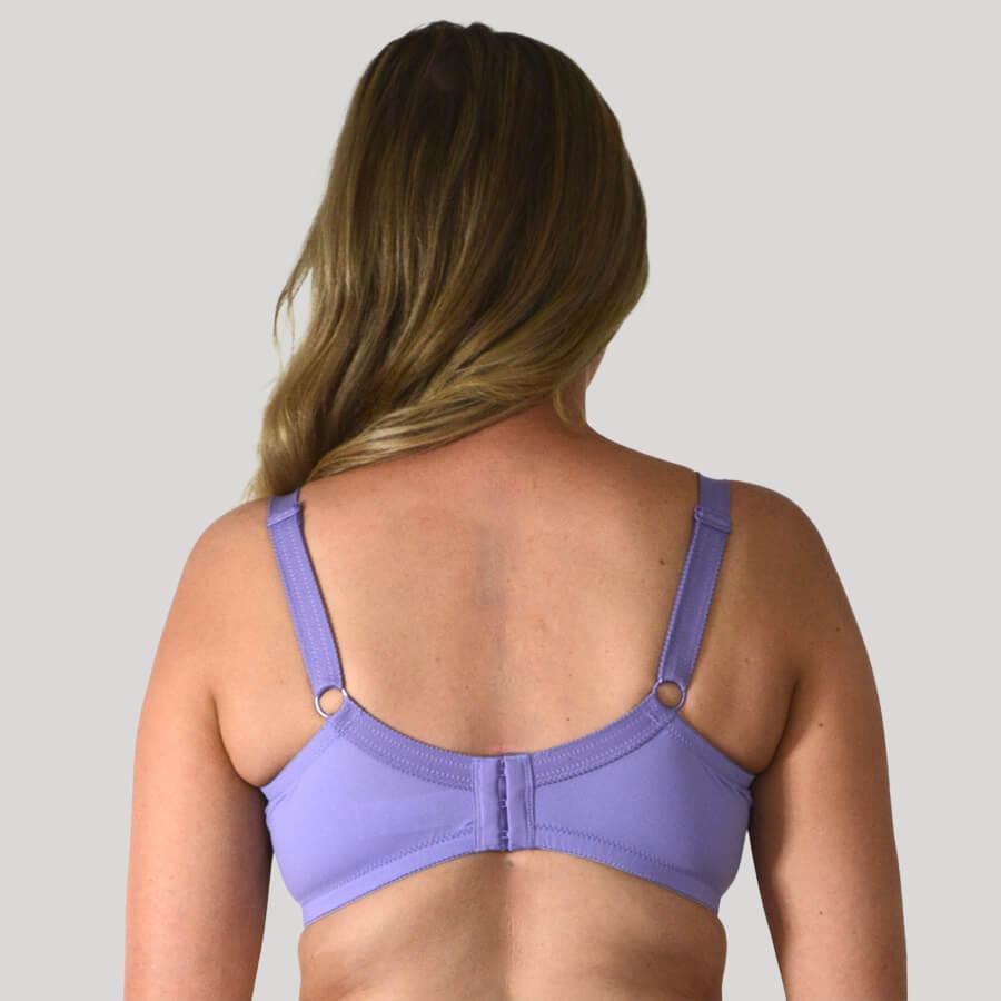 Model wearing Underwire Contrast Lace Bra - Enhanced Support - Violet Front