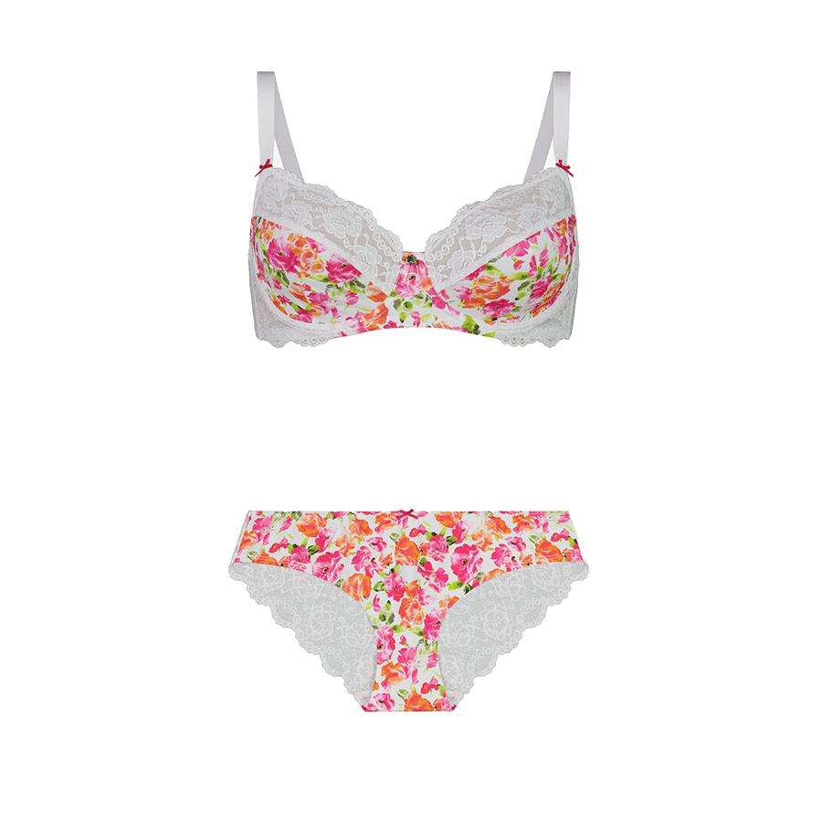 Print Bra & Bikini Brief Set - Balconette - Blooming Roses
